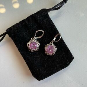 Elegant Napier Silver and Pink/Purple Earrings